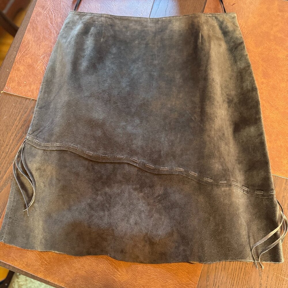 SPANNER Suede Taupe A-Line Skirt